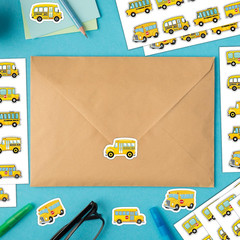 480 Pcs School Bus Stickers Album Cute Cartoon Transportation Crafts Kit for Kid