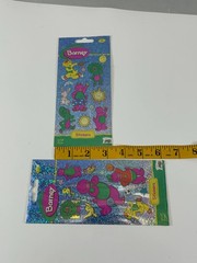 2 Barney Holographic Glitter Sticker Sheets Babybop & BJ Mello Smello 1997 NOS