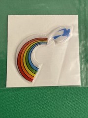 5 Rainbow Puffy Stickers vtg 1980s sailboat surfer sun sail boat bicycle lot A