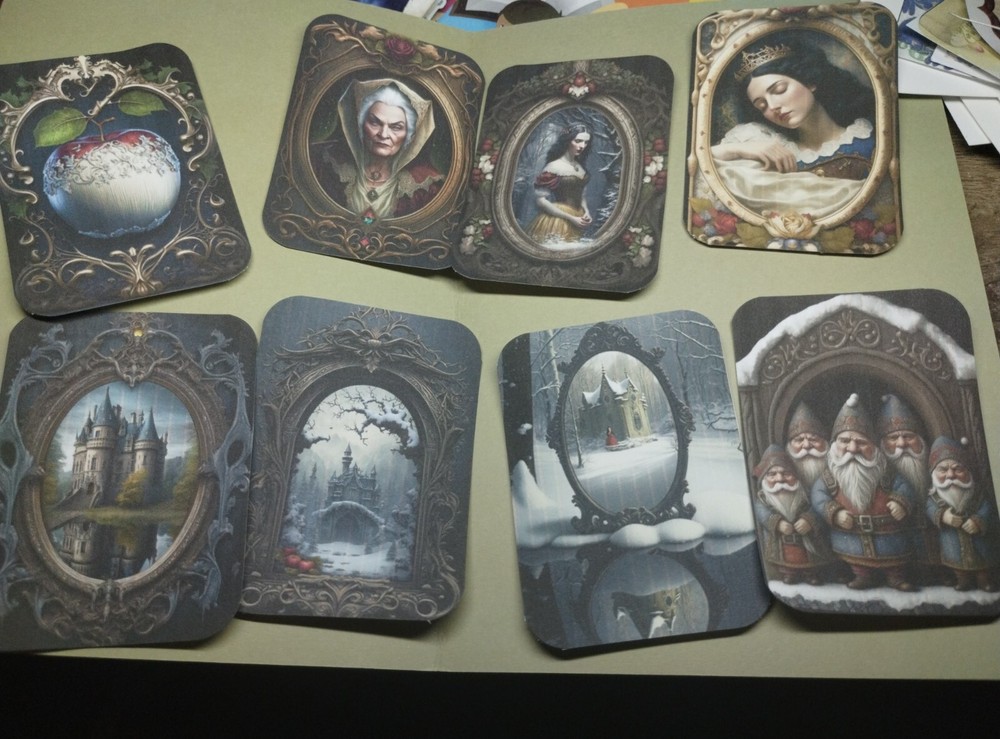 8 Snow White Tags Junk Journals Scrapbook USA Seller