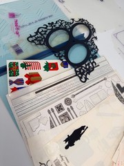 Craft Stencil & Art Lot: Journaling Genie Stickers Brushes & Gold Foil Sheets