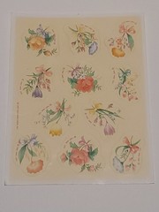 1980s Eastsr Stickers Hallmart Sheet Current Flowers Kittens Greetings Joy Vtg