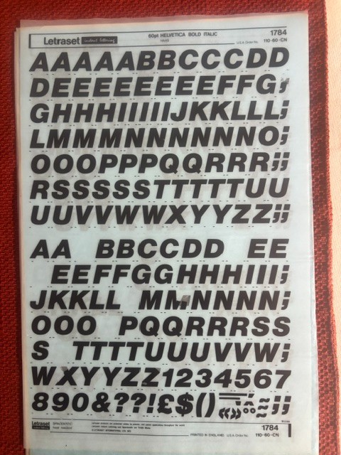 5 Letraset INSTANT LETTERING Transfer Letters 60 & 72pt Helvetica Bold & Med 3