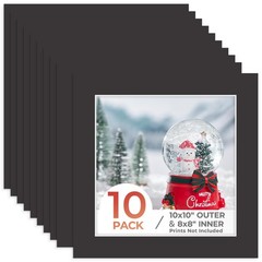 10 Pack 10×10 Black Photo Mat for 8×8 Pictures 7.5×7.5″ Opening Acid-Free