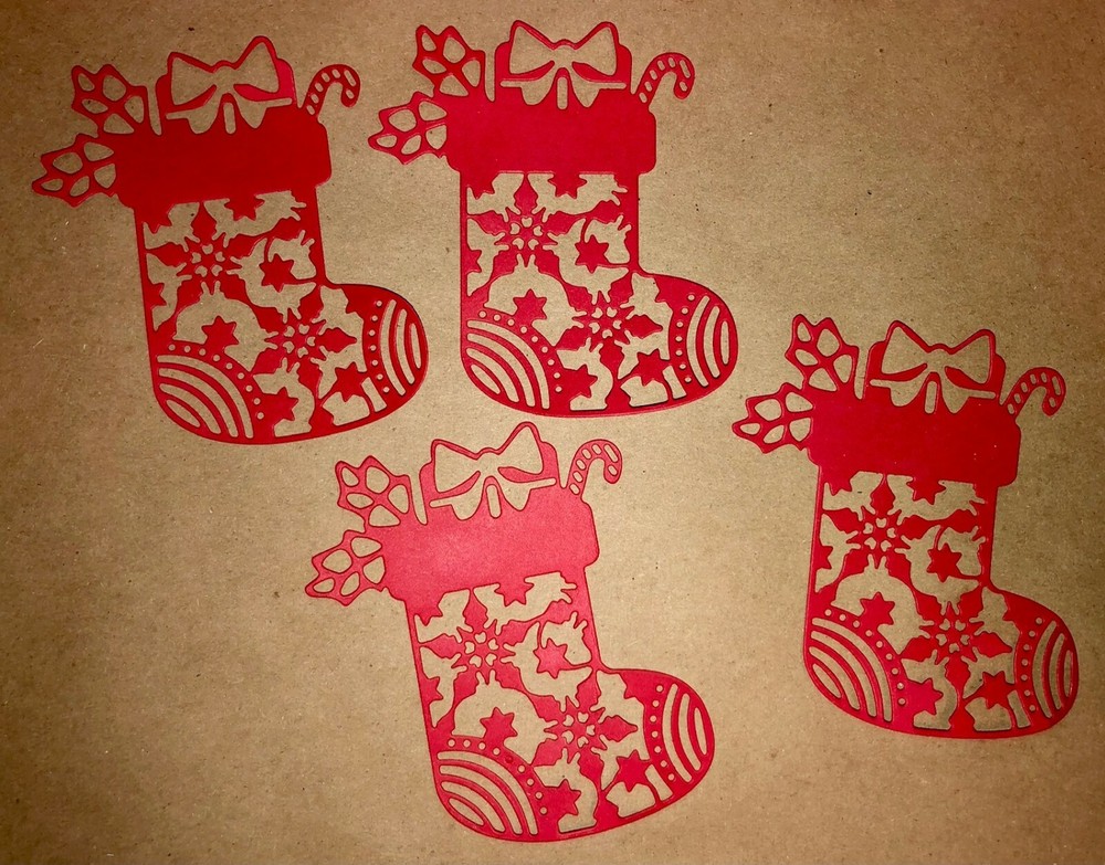 5 CHRISTMAS STOCKING cardstock paper die cut embellishments scrapbook