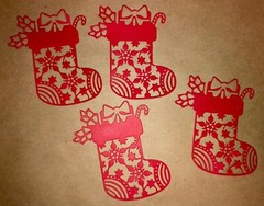 5 CHRISTMAS STOCKING cardstock paper die cut embellishments scrapbook