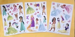 Disney, Princess Sticker Single Sheet Lot Of 3