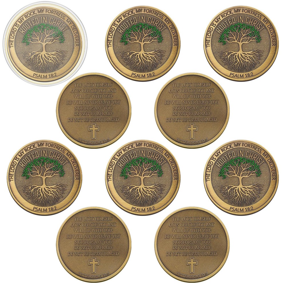 10 Pcs Rooted in Christ Coins Christian Religious Coin Bulk Pocket Prayer Token
