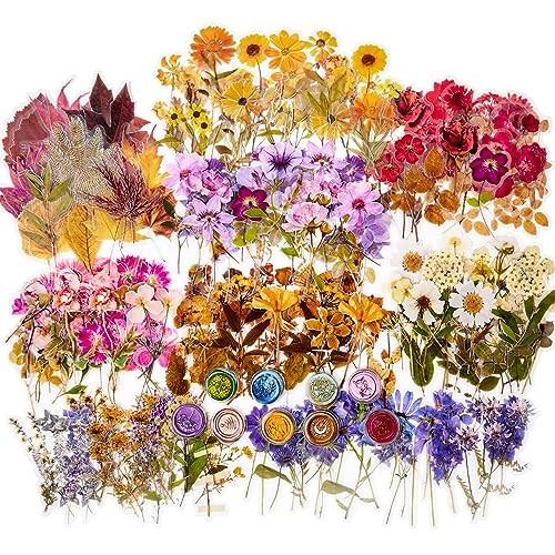 380 Pcs Sticker Set Dried Flowers Themed Resin Journaling Pressed Flower