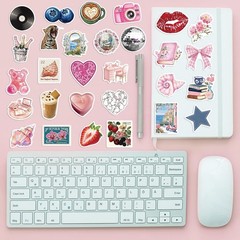100PCS Pink Coquette Stickers Pack, Cute Aesthetic Bow Girly Stickers for Gir…