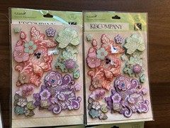 K & Company Floral 3-D Stickers Tim Coffey Borders Lot of 5 Retired NOS