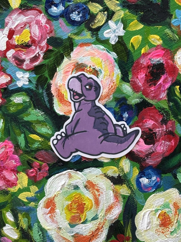 Land Before Time Baby Littlefoot Dinosaur Sticker (2.5×2.5 inch) – Handmade Art