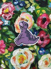 Land Before Time Baby Littlefoot Dinosaur Sticker (2.5×2.5 inch) – Handmade Art