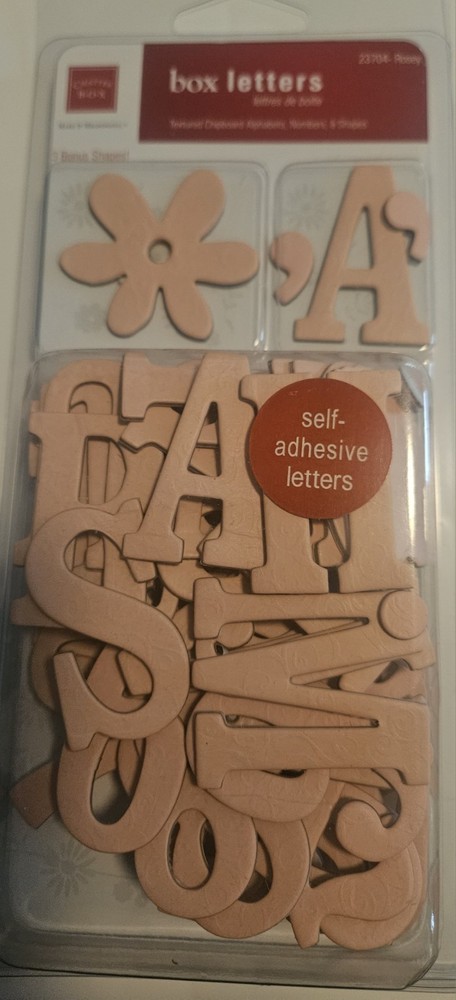 Chatter Box Letters-Rosey Pink-Textured Chipboard Alphabet/#’s/Shapes-69 Pieces