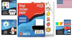 Printable Vinyl Sticker Paper for Inkjet Printer – 25 Sheets Glossy White Wat…