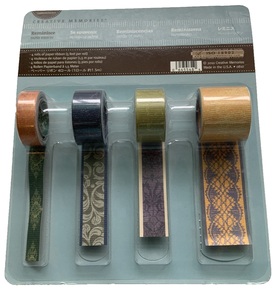 Creative Memories REMINISCE Paper Ribbon NEW 2010 Retired 4 rolls OPENED