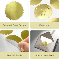 Gold Foil Embossing Stickers, 2 Inch, 200 Pcs, Self-Adhesive Seals