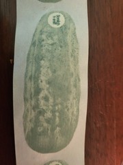 Roll of 36 Vintage Scratch & Sniff PICKLE Stickers Trend Matte