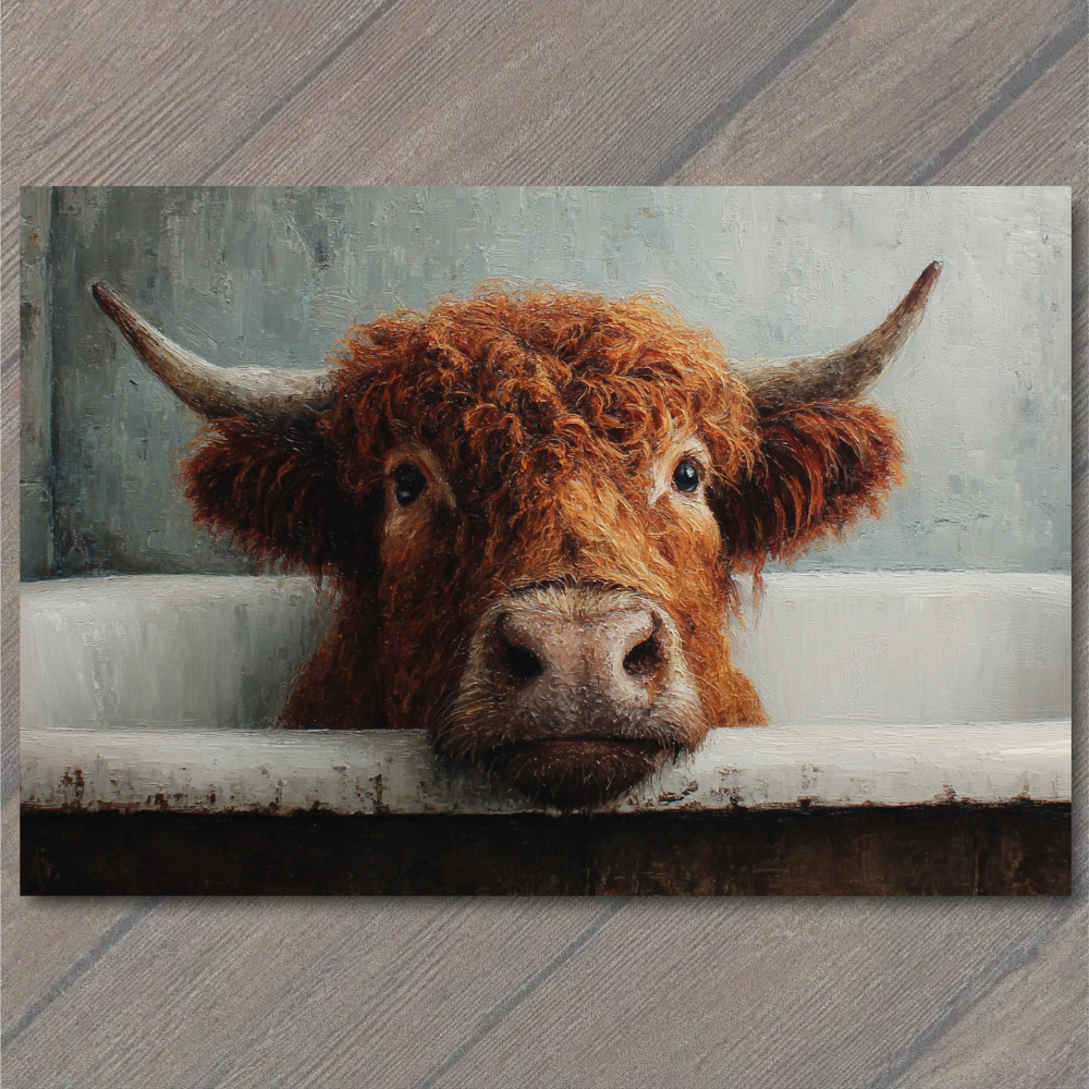 STICKER Highland Cow Bath Tub Funny Farm Animal Rustic Humor Country Farmhouse
