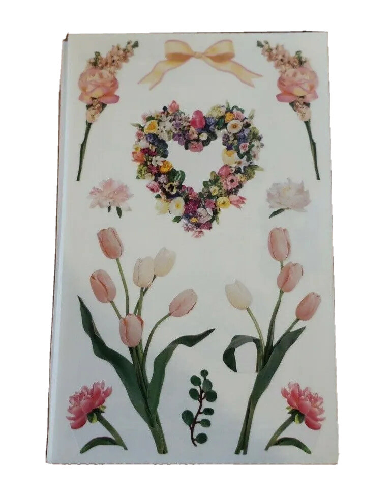 VINTAGE MRS GROSSMAN’S STICKERS Spring Blooms Pink Tulips 4 Sheets Yard 1999