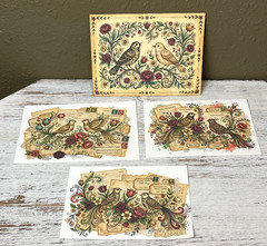 4 Birds Of Life Junk Journal Cards, Ephemera Supplies, Scrapbook, Card Toppers
