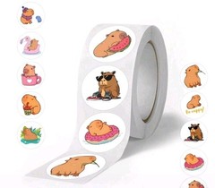 500 pcs Small Capybara 1 Inch Stickers Cute Brown Cartoon