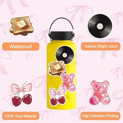 100PCS Pink Coquette Stickers Pack, Cute Aesthetic Bow Girly Stickers for Gir…