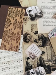 Romantic Motherhood Vintage Book Pages Ephemera Junk Journal Kit 80+ Pieces