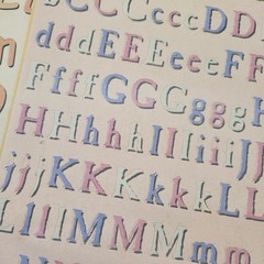 Lot 7 Sheets NON-ADHESIVE Alphabet Letters Numbers Pink Blue Pastel More Vintage