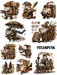 Steampunk Gnome Travelers Card Toppers Collage Supplies Scrapbooks Junk Journal