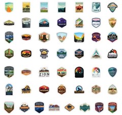 100pcs National Park Stickers, Outdoor Camping Traveling,191