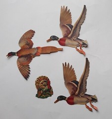 Vintage Bird Die Cuts Pheasants Ducks Turkey Cardboard Paper Lot