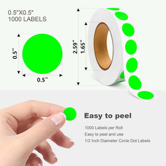 1/2 Inch Circle Sticker Labels,Pack of 1000 round Color Coding Circle Dots Stick