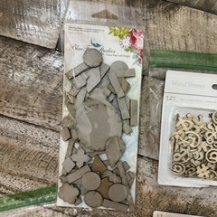 Studio Calico Embellishment Lot Letter Stickers Die Cut Wood Pieces Chipboard