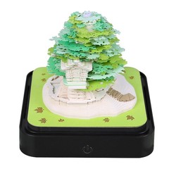 3D Memo Pad Tree House 2026 Desk Calendar Paper Sculpture Notepad Notes (Green)