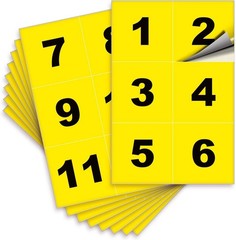 Yellow Consecutive Number Stickers – 1 to 50, 4-inch, 1 set – Vinyl Self Adhe…