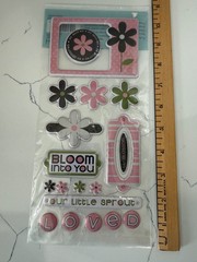 S-E-I Puffalicious Aunt Gerti Embellishing Stickers Flowers Lil Blossom Loved