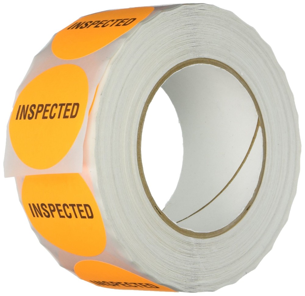 INVLBL-027″Inspected» Inventory Control Label in Orange [Pack of 1000] – 2 in…