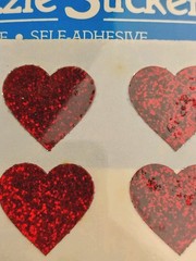 Vintage Rare HTF 80s Hallmark Razzle Dazzle Stickers Glitter Red Hearts 1 Sheet