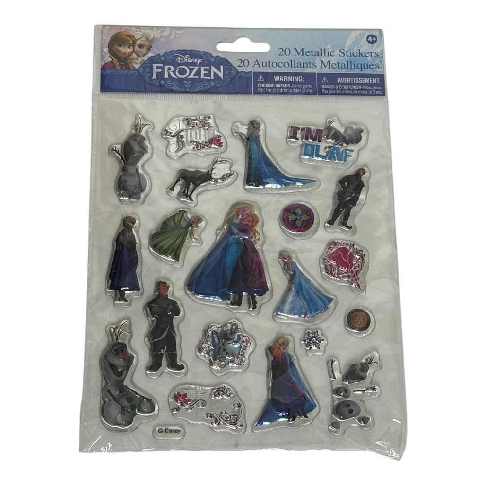 Disney Frozen Olaf Elsa Kristoff Anna 20 Metallic Stickers Lot of 20 Packages