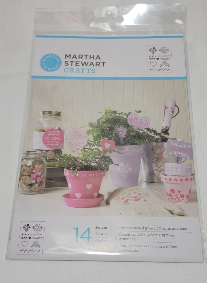 Adhesive Stencil Sheet – Martha Stewart – Valentine Theme – 14 Designs – 2011