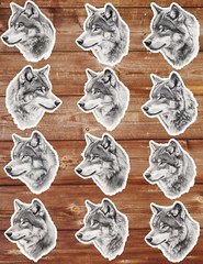 Black and White Wolf Die Cut Vinyl Stickers Set Scrapbooking Laptop WaterBottle