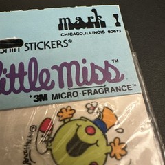 1976 SCRATCH N SNIFF MR. MEN AND LITTLE MISS STICKERS SEE THRU MARK • MR. FUNNY