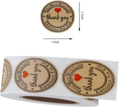 1000 Handmade Red Heart Thank You Stickers for Baked Goods Packaging
