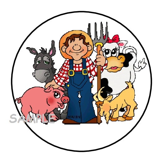 30 FARM ENVELOPE SEALS LABELS STICKERS 1.5″ ROUND BARN ANIMALS PARTY FAVORS