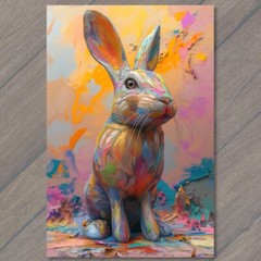 STICKER Bunny Rabbit Paint Splash Fun Strange Colorful Unreal Cute Unusual