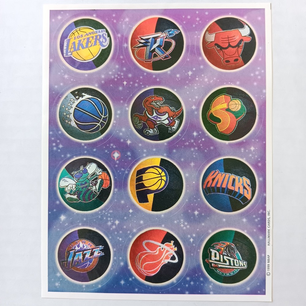 Hallmark 1999 NBA Press Basketball Team Logo Sticker Sheet