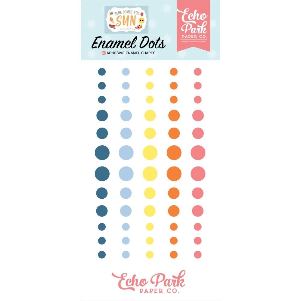 Crafts Enamel Dots EP Sticky Back Here Comes the Sun Yellow Orange Blue Pink