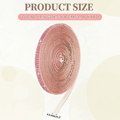 4 Yard 3 Row Self Adhesive Rhinestone Ribbon Crystal Strips Pink