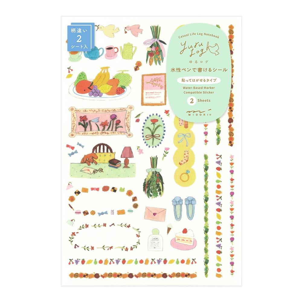 MIDORI Stickers, «Yuru Log My Life» design, 2 stickers per pack, 82675006